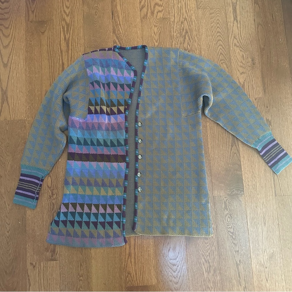 Vintage Purple Geometric Cardigan
